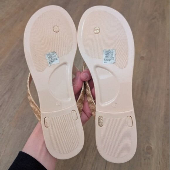 Ella Morini rose gold bejewelled sandals flip flops - Picture 3 of 6